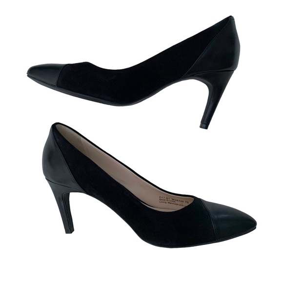 Cole Haan size 7 suede leather pointed stiletto heels NWOT mixed texture - Picture 4 of 7